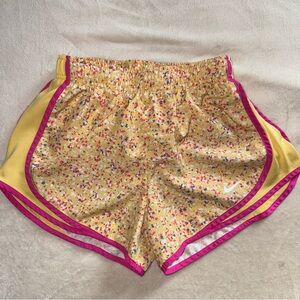 Nike Tempo Running Shorts XS Icon Splash Yellow Pink Splatter Speckled dri fit